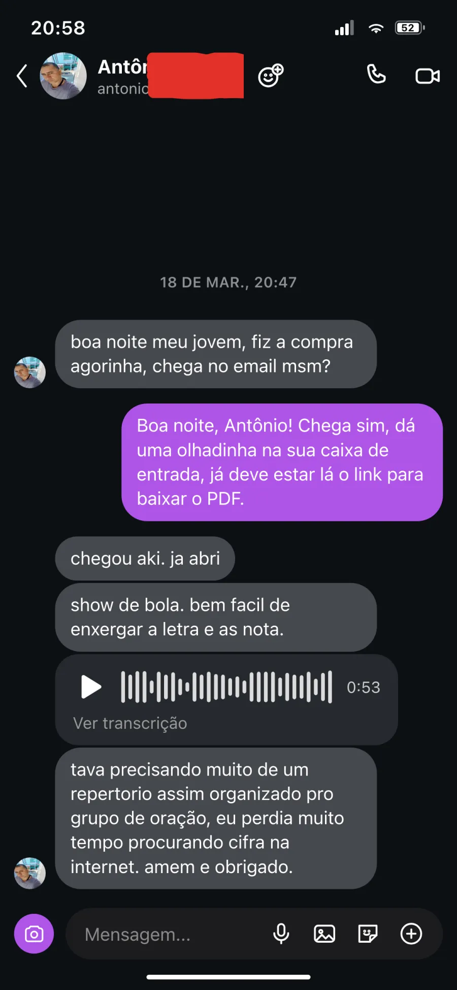 Depoimento de cliente